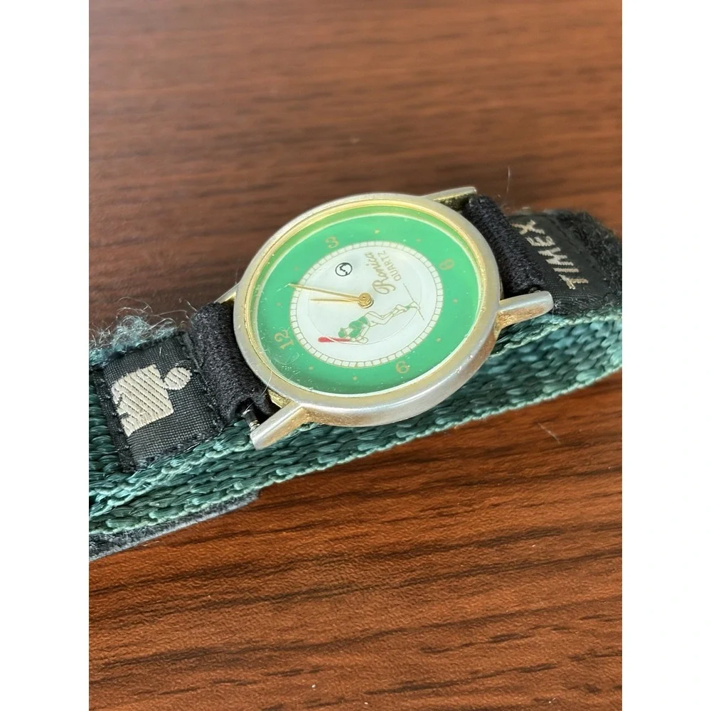 Vintage Ronica Sports Watch Baseball Design With Timex Green Sport Band